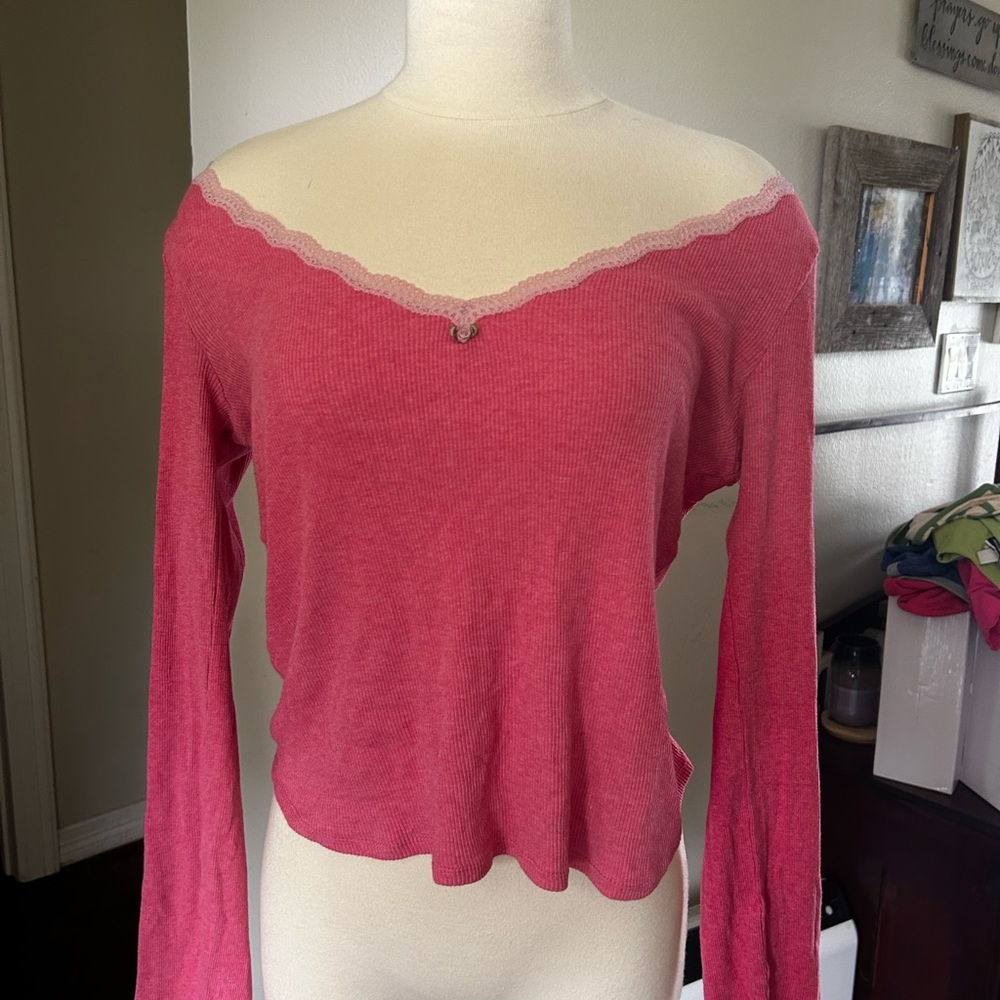 Pink Off-Shoulder Women's Top